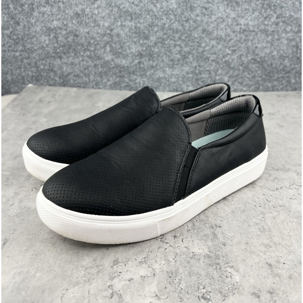 Dr Scholls Nova Women 9.5W Black Perforated Slip On Sneakers Wide Comfort